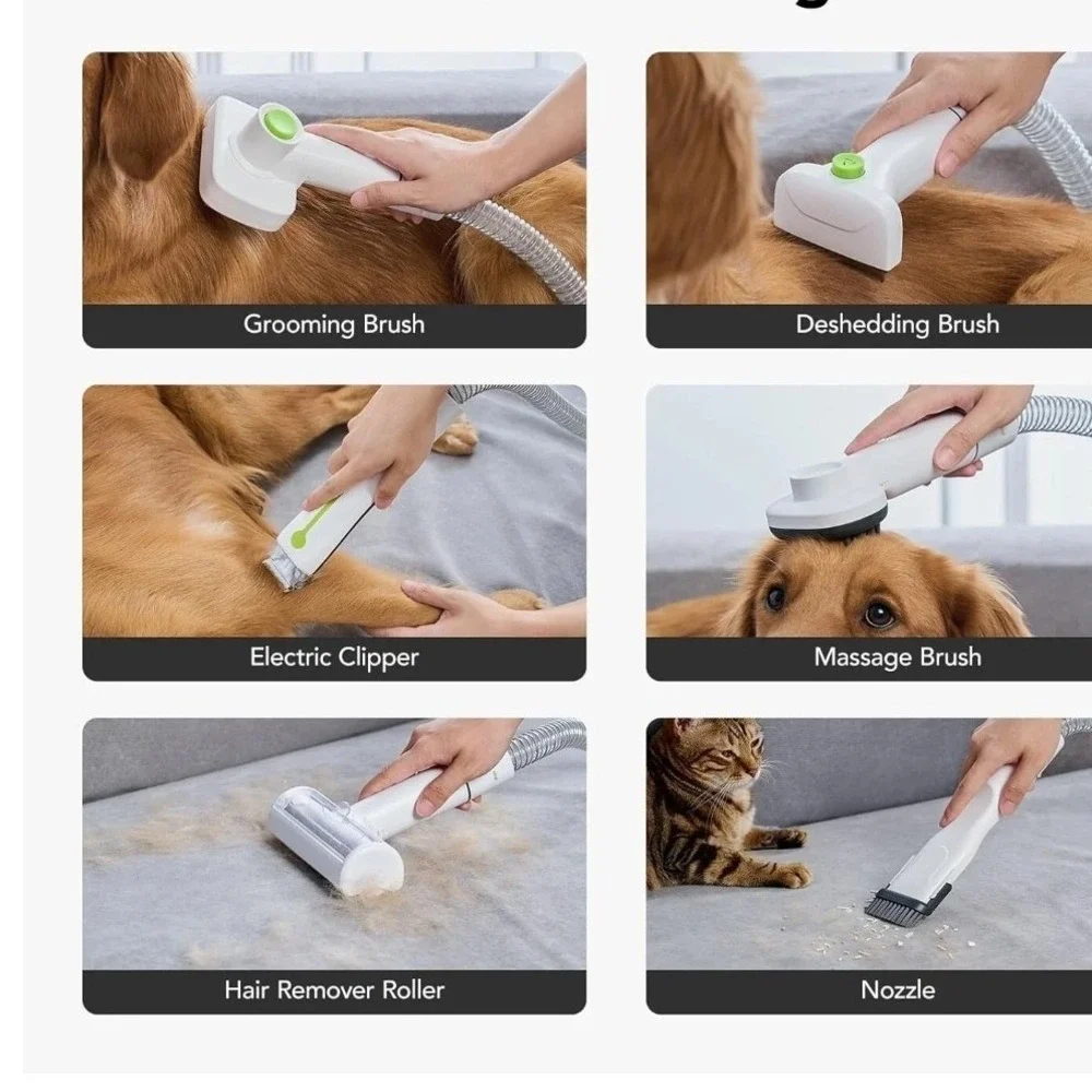 MEGADOO G20 Pet Grooming Vacuum Kit 300W Multifunction Deshedding Tool White